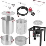 OuterMust Turkey Fryer Pot with Basket and Burner Set, Outdoor 10 Qt Fish Fryer with 50,000 BTU Burner Turkey Fryer Ideal for Cooking Turkey, Crawfish, Crab and French Fries