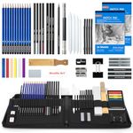 Shuttle Art Sketching Pencils and Drawing Set, 52 Pack Sketch Pad and Pencils Set in Sturdy Zipper Case with Charcoal Pencils and Sketch Books, Professional Sketch Drawing Pencils for Artists, Adults