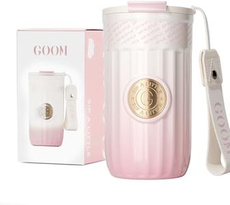 GOOM The Emblem Travel Coffee Tumbler with Lid and Straw, Insulated To Go Coffee Mug with Flip Straw, 18/10 Stainless Steel, 7-Layer Insulation, 17oz, Leap Proof, Spill Proof - Pink