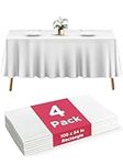 4 White Plastic Tablecloth - 108 X 54 Plastic Table Cloth | Disposable Tablecloths | White Tablecloths | Plastic Table Cover | Tablecloths for BBQ, Party, Fine Dining, Wedding, Outdoor