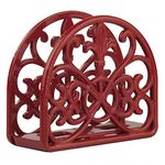 HOME BASICS Cast Iron Fleur De Lis Napkin Holder, Red