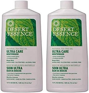 Desert Essence Ultra Care Tea Tree Oil Mouthwash (16 fl oz, 2 pack) - Natural Tea Tree Oil Mouthwash - Two Pack 16 fluid ounce Mouthwash