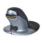 Posturite Penguin Ambidextrous Wireless Ergonomic Mouse | Rechargeable, Alleviates RSI, Easy-Glide, Vertical Design, PC Computer & Apple Mac Compatible (Black/Silver, Size: Small)