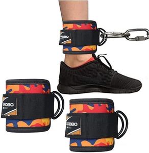 Kobo Ankle Straps with Metal D-Rings for Cable Machine, Kickbacks and Glutes Workouts, Adjustable Ankle Straps, Curls & Hip Abductors with Padded Neoprene Support for Men & Women (Pair)