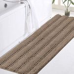 Turquoize Bath Mat Extra Soft and Absorbent Bathroom Mat, Runner Mat for Kitchen/Bathroom Floors with Non-Slip Backing, Machine Washable, 47 x 17 inches, Taupe Brown