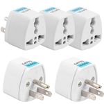 Hi-PLASST Type-B USA Converter Plug (Pack of 5) India to Canada Travel Adapter for USA, Canada, Mexico, Brazil, Philippines, Cuba, Thailand, Taiwan, Japan, Panama 3pin Plug