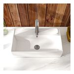 MEJE 21.7 x 12.5 inch Rectangle Wall Hang Bathroom Vessel Sink, Countertop Wash Basin, Ceramic White Vanity Vessel Sink