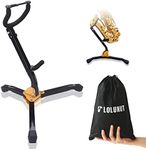 LOLUNUT Saxophone Stand, Foldable Alto/Tenor Sax Stand, Adjustable Metal Triangle Base Design