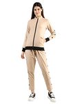 CHKOKKO Women Casual Track Suit T-Shirt Trackpant Co-ord Set Pastel Beige XXL