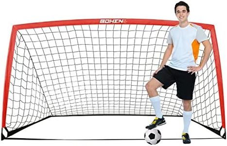 BOHEN 9x5FT Portable Soccer Goal for Kids Backyard with Carry Bag - Easy Folding Lightweight Fun for Outdoor Indoor Training Games for Teen Youth Adult (Red, 9x5FT, 1 Pack)