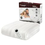 Crystals Electric Blanket 150 x 80 cm, Heated Under Blanket with 3 Heat Settings, Low Running Cost, Energy Efficient, Easy Fit Straps - Machine Washable with Overheat Protection, White