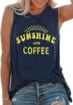 CHICALLURE Sleeveless Tanks Tops for Women Printed Casual Summer Workout Racerback Vest Shirts（Navy Blue,3XL ）