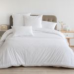 Snug Mantra 100% Cotton Duvet Cover Set King Size Ultra Soft, 200 Thread Count 1 Pc Bedding Quilt Cover Set Hotel Quality (220X230cm), 1 Duvet Cover & 2 Pillow Cases (White)