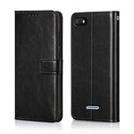 WOW IMAGINE Shock Proof Flip Cover Back Case Cover for Xiaomi Mi Redmi 6A (Flexible | Leather Finish | Card Pockets Wallet & Stand | Black)