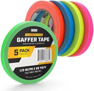 Lockport 5-Pack Multicolor Fluorescent Gaffers Tape - Spike Tape 1/2 Inch X 20 Yards - Multipurpose Bright Colors - Colored Neon Gaff - No Residue - Easy to Tear