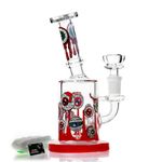 Glass Bong with Tornado percolate,Green Water Bongs with 14.5mm Bong Bowl Height 25cm Weight 400g Glass Pipe for Smoking Hookah Glass Bongs Oil Rig Smoking Pipe (Mini Red Bong)