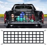 Tailgate Net for Pickup Truck Bed - Cargo Trucks Bed Divider for Full Size Truck 60'' x 18'' (Black) - Mesh Tail gate Competible with Chevy, Ford, Tacoma, Toyota, Ram etc