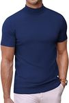 COOFANDY Mens Navy Blue Mock Turtle