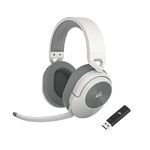 Corsair HS55 Wireless Gaming Headset, White. Low-Latency 2.4Ghz Wireless or Bluetooth, Dolby ® Audio 7.1 Surround Sound, Omni-Directional Microphone with Flip-to-Mute Function