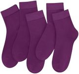 SERISIMPLE Colorful Quarter Ladies Crew Socks Breathable Solid Pastel Light Color Thin Bootie Unisex Sock 5 Pairs (s,Tyrian Purple)
