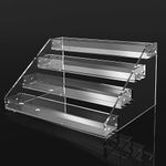 AISIDERK 12" Acrylic Riser Display Stands - 4 Tier Clear Acrylic Display Shelf, Double Sided Usable, Makeup Organizer Perfume Organizer, Acrylic Shelves for Funko Pop Figures , Cupcake, Candy Food