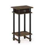 Furinno Turn-N-Tube Tall End Table, Side Table with Bin, Columbia Walnut/Black/Dark Brown