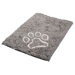 Bunty Indoor Doormat - Low-Profile Washable Door Mat, Soft Non Slip Dog Mat for Muddy Paws, Spills, Rain - Cosy Dog Crate Mat, Water/Food Dog Bowl Mat - Large 87x58cm Grey