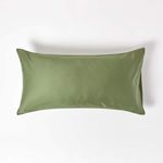 HOMESCAPES Moss Green Organic Cotton King Size Pillowcase 400TC 600 Thread Count Percale Equivalent Housewife Pillow Case Pack of 2