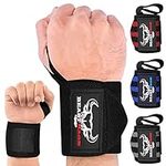 BEAST RAGE Weight Lifting Wrist Wraps Muscle Building Performance Fitness Training Gym Straps Thumb Loop Support Stretchable Cotton Bandage Brace Training Cuff (Black1)