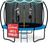 Trampoline for Kids and Adults - 8Ft 10Ft 12Ft 14FT Trampoline with Net - with Bonus Sprinkler and LED Lights/ASTM Certified/Extra Sturdy Recreational Outdoor Trampolines