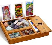 Wooden Tarot Card Holder Wood Wiccan Altar Supplies Decorative Crystal Organizer Moon Tarot Card Accessories Crystal Holder Tray Stones Box Stand Accessories Display Stands(Wood Color)