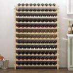 sogesfurniture Floor Wine Racks, Stackable Modular Wine Rack Large Wine Storage Rack Free Standing Solid Natural Wood Wine Holder Display Shelves, (Natural, 10 X 12 Rows (120 Slots)), BHCA-BY-WS120