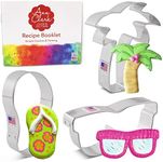 Summer Beach Cookie Cutters 3-Pc. Set Made in USA by Ann Clark, Flip Flop, Sunglasses, Palm Tree