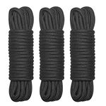 Cotton Rope, 3 Pack 32 feet 10m Black Soft Rope Multi-Purpose Washable Strong Multifunctional Rope Long Strap