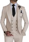 Wangyue Beige Suit for Men Slim Fit Fashion 3 Piece Summer Wedding Suits Double Breasted Vest Suit S Prom Suit 2023