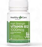 Healthy Care Vitamin B12 - Boosts Energy & Supports Heart Health - Improves Mood - Premium Quality Dietary Supplement - 1000 mcg - 60 Tablets