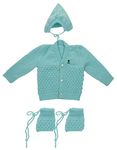 CUBS & HUGS Baby Girl's Wool V-Neck Sweater (Montu Bunty Wear_Turquoise, Surf_0 Months-3 Months)