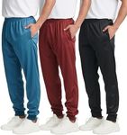 3 Pack: Mens Sweatpants Joggers Sweat Track Pants Warm Soft Active Athletic Workout Gym Apparel Training Fleece Lined Tapered Tricot Sports Running Casual Pockets Cuffed Jogging - Set 8, 3X Tall