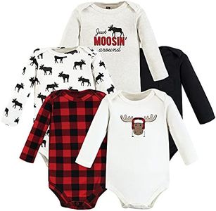 Hudson Baby Unisex Baby Cotton Long-Sleeve Bodysuits, Winter Moose, 6-9 Months