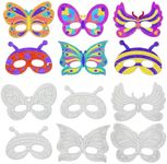 VKPI 24 PCS Color Your Own Butterfly Paper Masks, Coloring Mask Craft Kit for Kids, Birthday Party Favors School Activities
