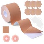 Hbaid Boob Tape, Breast Lift Boobtapes Push up, 8 Pcs Nipple Covers Invisible Tit Tape, 41 Pcs Double Sided Body Tape Fashion Tape, Boobtapes for Large Breasts A-G Cup