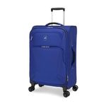 ATLANTIC Artisan III Medium Checked Luggage — Expandable Suitcase with 8 Spinner Wheels, Lockable Zipper Puller Heads, and Lightweight Construction — Blue, 24-inch