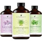 Handcraft Lemongrass Essential Oil, Peppermint Essential Oil and Lavender Essential Oil – Huge 4 Fl. Oz – 100% Pure and Natural Essential Oils – Premium Therapeutic Grade with Premium Glass Dropper
