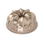 Nordic Ware Fleur De Lis Bundt Pan, Original Cast Aluminium Bundt Tin, Bundt Cake Tin with Majestic Pattern, Cake Mould Made in the USA, Colour: Toffee