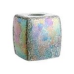 WHOLE HOUSEWARES | Mosaic Glass Tissue Holder | Tissues Cube Box Holder | Decorative Tissue Cover | Bathroom Accessory | Square Box Glass Tissue Case (Multicolor)