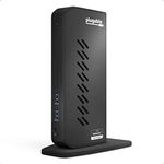 Plugable USB 3.0 and USB-C Universal Laptop Docking Station for Windows and Mac (Dual Video HDMI, Gigabit Ethernet, Audio, 6 USB Ports) (Black)