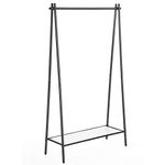 SONGMICS Clothes Rail, Clothes Rack, Garment Rack with Steel Frame, with Hanging Rail and Shelf, 33.5 x 92.5 x 153 cm, for Bedroom, Dressing Room, Laundry Room, Matte Black HSR23BK