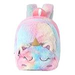 Hifot Unicorn Mini Backpack for Kids, School Bags for Nursery Toddler Bookbags Plush Soft Backpack Unicorns Gifts for Little Girls