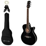 World Rhythm 3/4 Acoustic Guitar - Small Body Cutaway Guitar for Beginners in Black