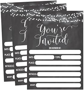 50 Rustic Invitations, Chalk Bridal or Baby Shower Invite, Chalkboard Birthday, Wedding Rehearsal Dinner Invites, Engagement Bachelorette Reception Anniversary, Housewarming, Graduation, Sweet 16